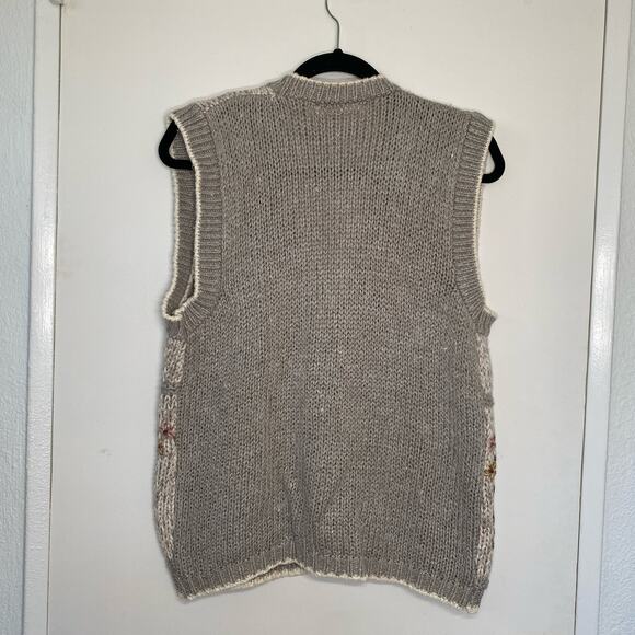 Huntington Ridge Vtg Hand Knitted Cottage Neutral Gray Beige Sweater Vest Sz M - Picture 2 of 9